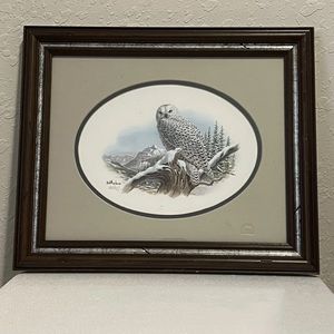 Don Balke Signed Snowy Owl Framed Lithographic Print